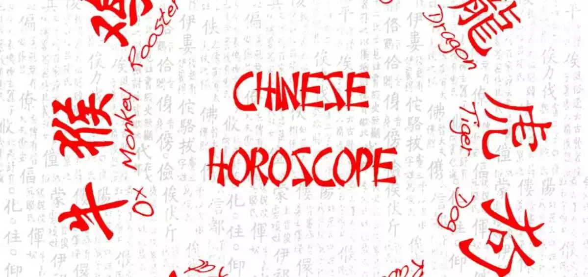 Chinese horoscope signs and symbols in red font with title on center